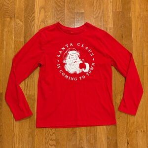 Holiday Time Santa Claus Red Kids Long Sleeve Shirt size XL (14-16)
